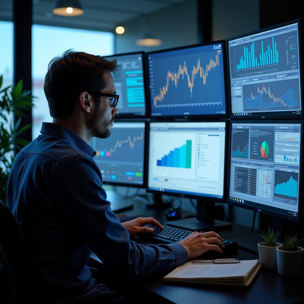 Operations Research Analyst Working on a Computer