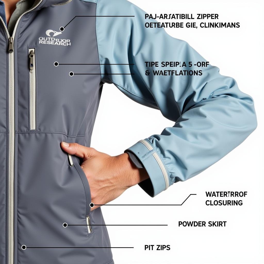 Close-up of Outdoor Research Ski Jacket Features