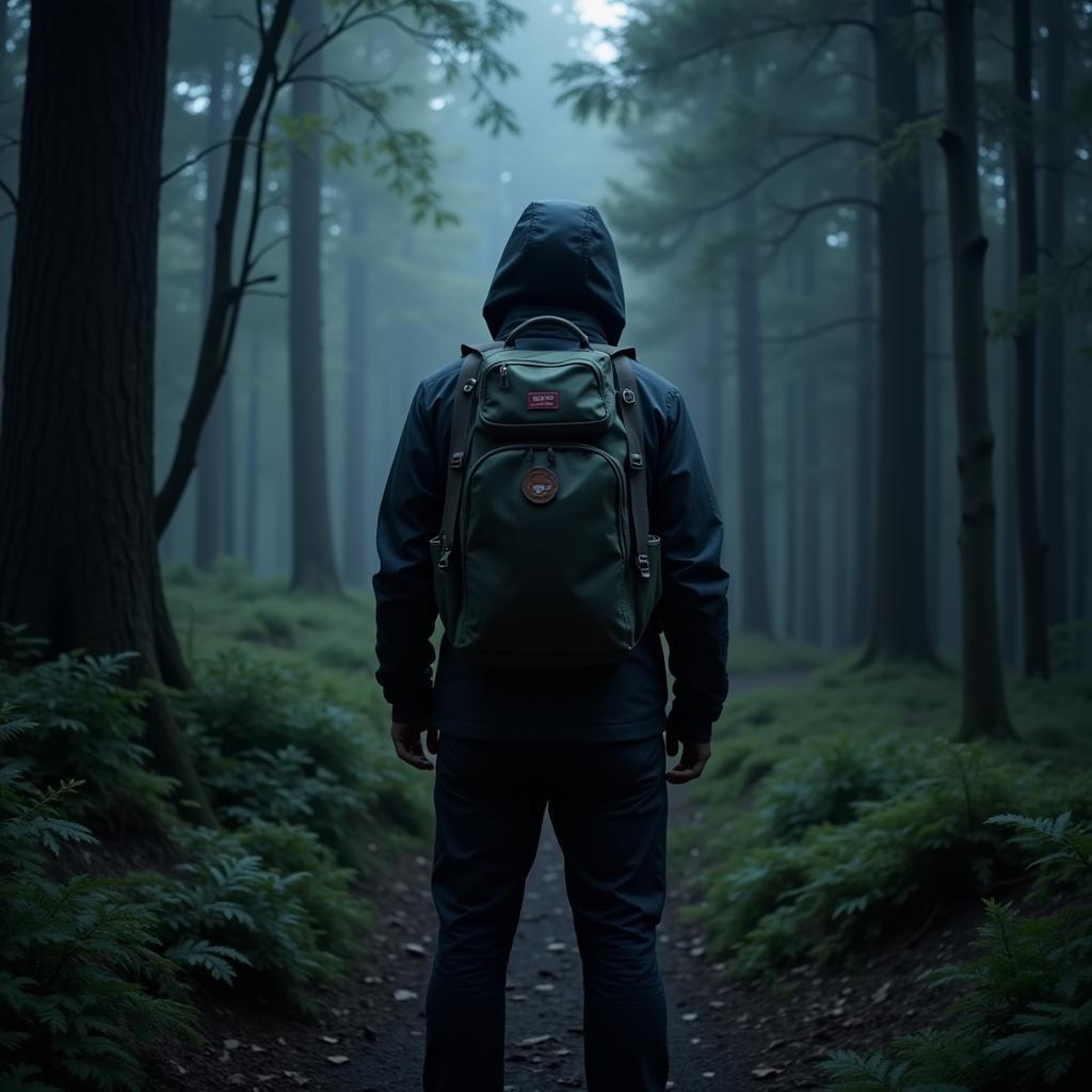 Paranormal Investigator with Field Explorer Pack in a Forest