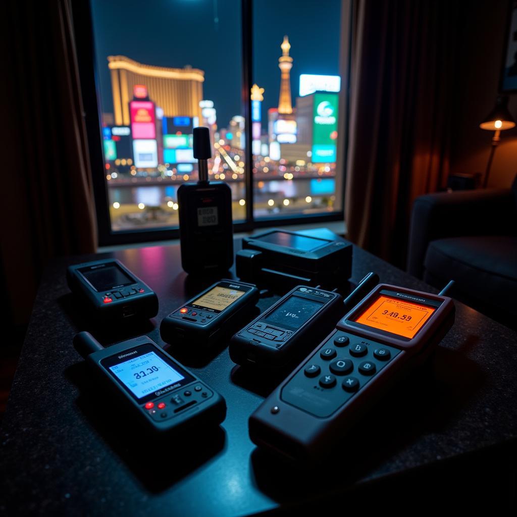 Paranormal research equipment in a Las Vegas setting