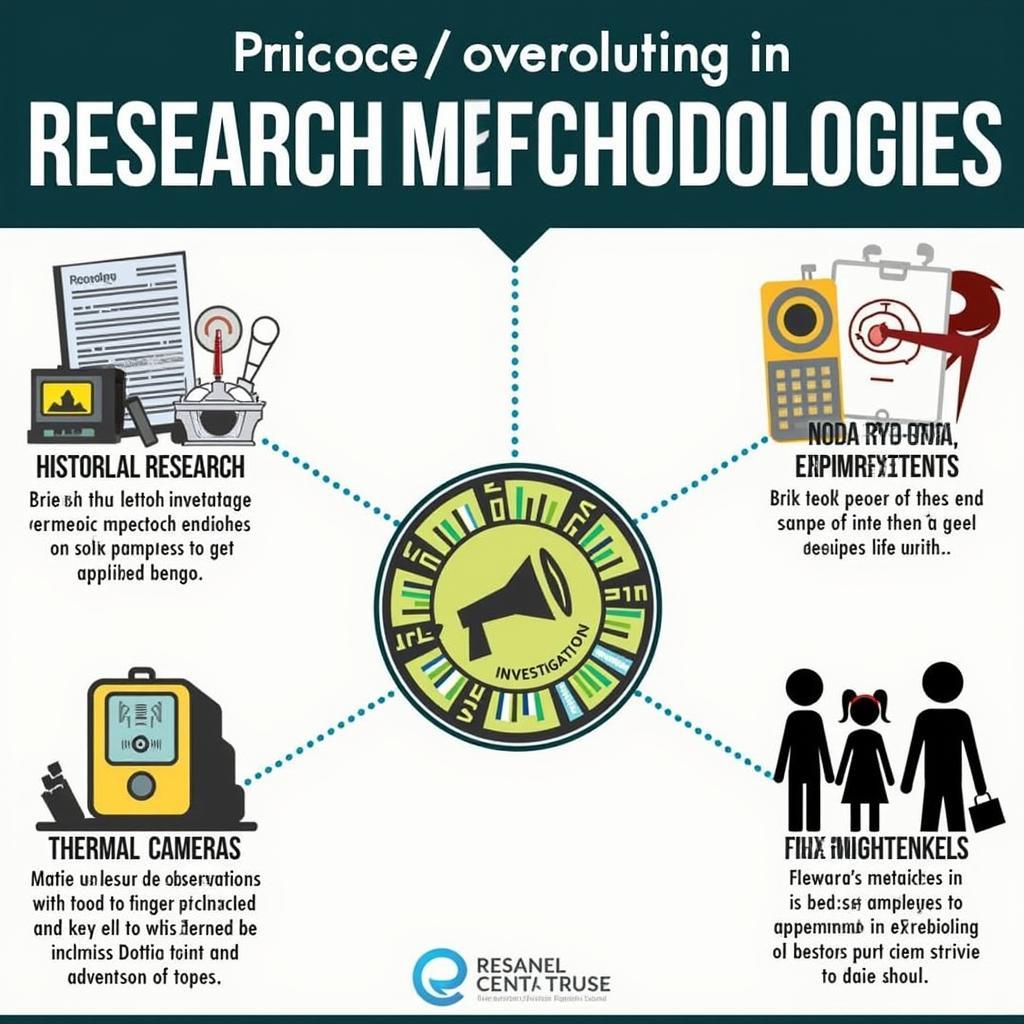 Paranormal Research Methodologies: A chart illustrating different methods used in paranormal research, including historical research, scientific experimentation, and fieldwork.