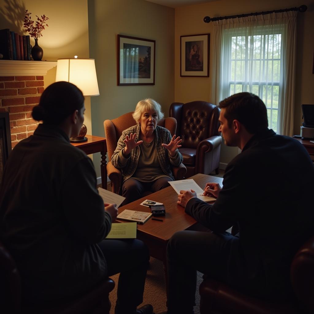 Paranormal Research Team Interviewing Witness