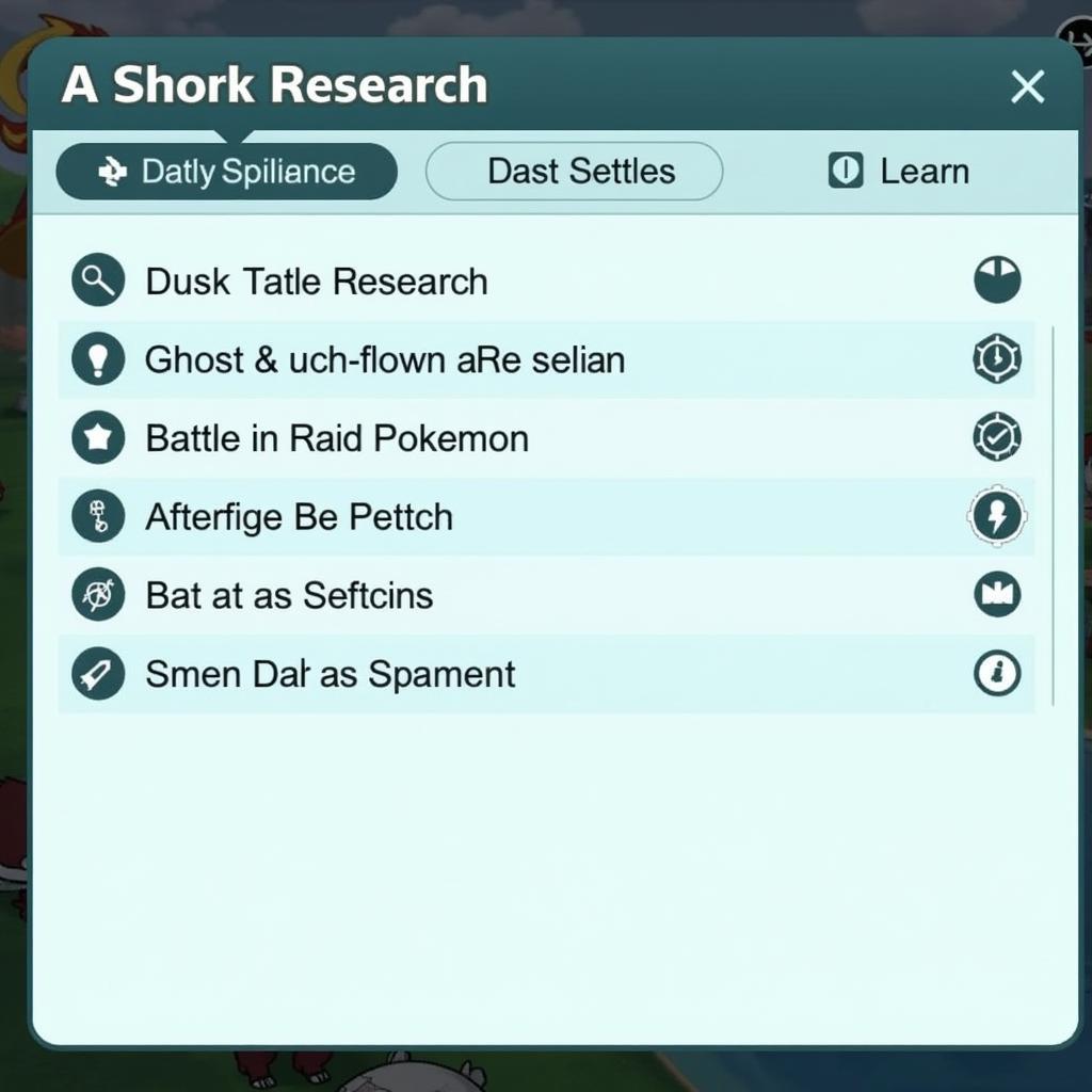 Image showing examples of the Dusk Settles research tasks