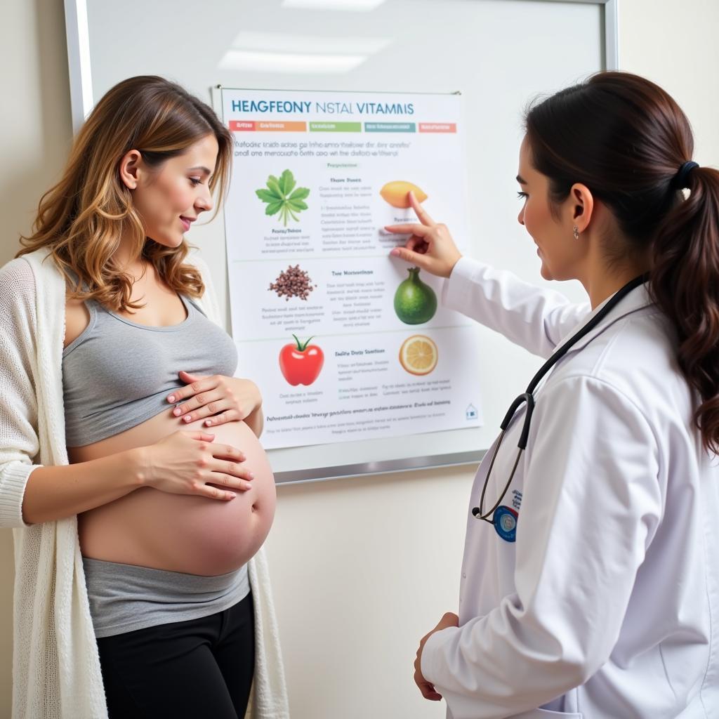 Pregnant Woman Consulting Doctor About Prenatal Vitamins