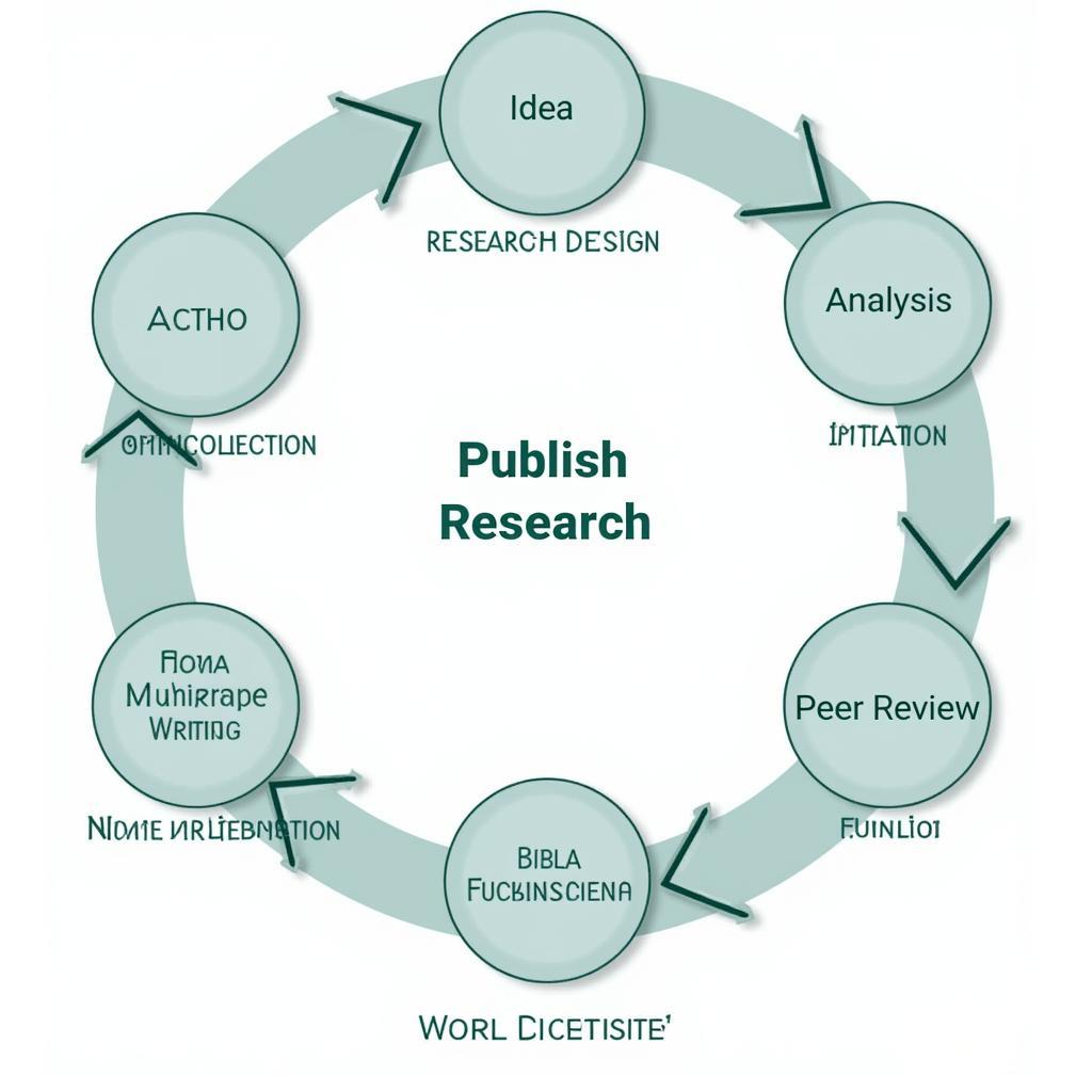 The process of publishing research, from initial idea to final publication.