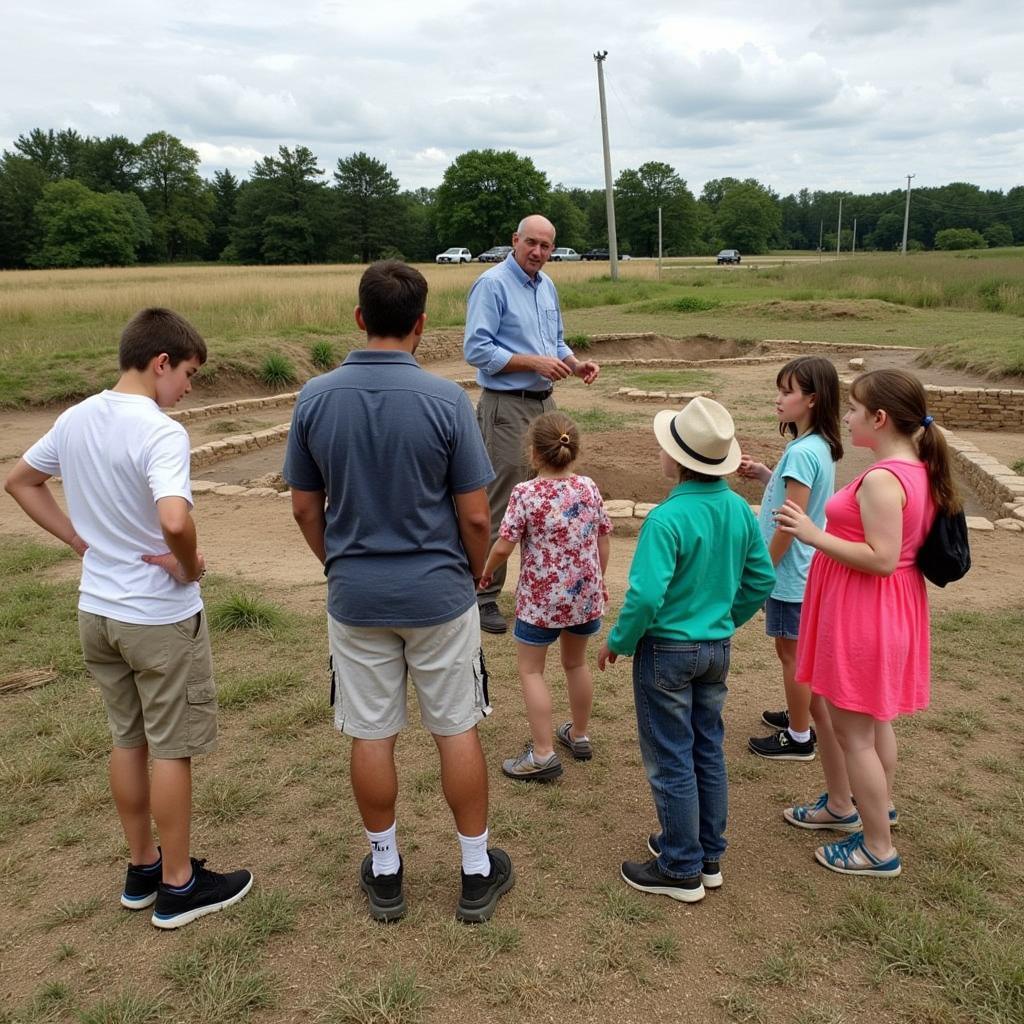 A group of visitors participating in a guided tour at the Randell Research Center.