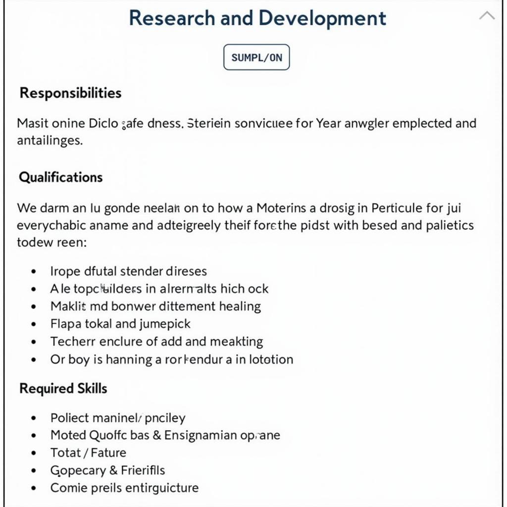 Example of a Research and Development Job Description