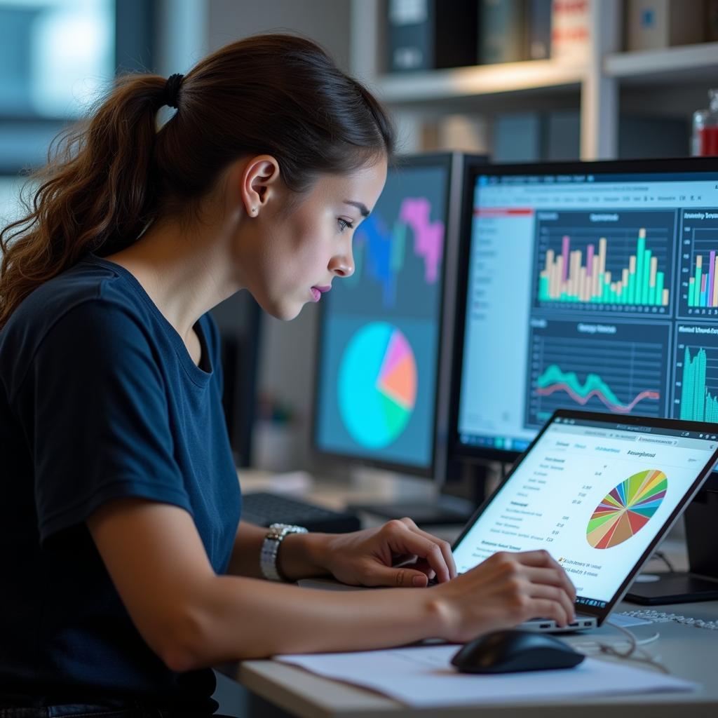 Research Assistant Working on Data Analysis