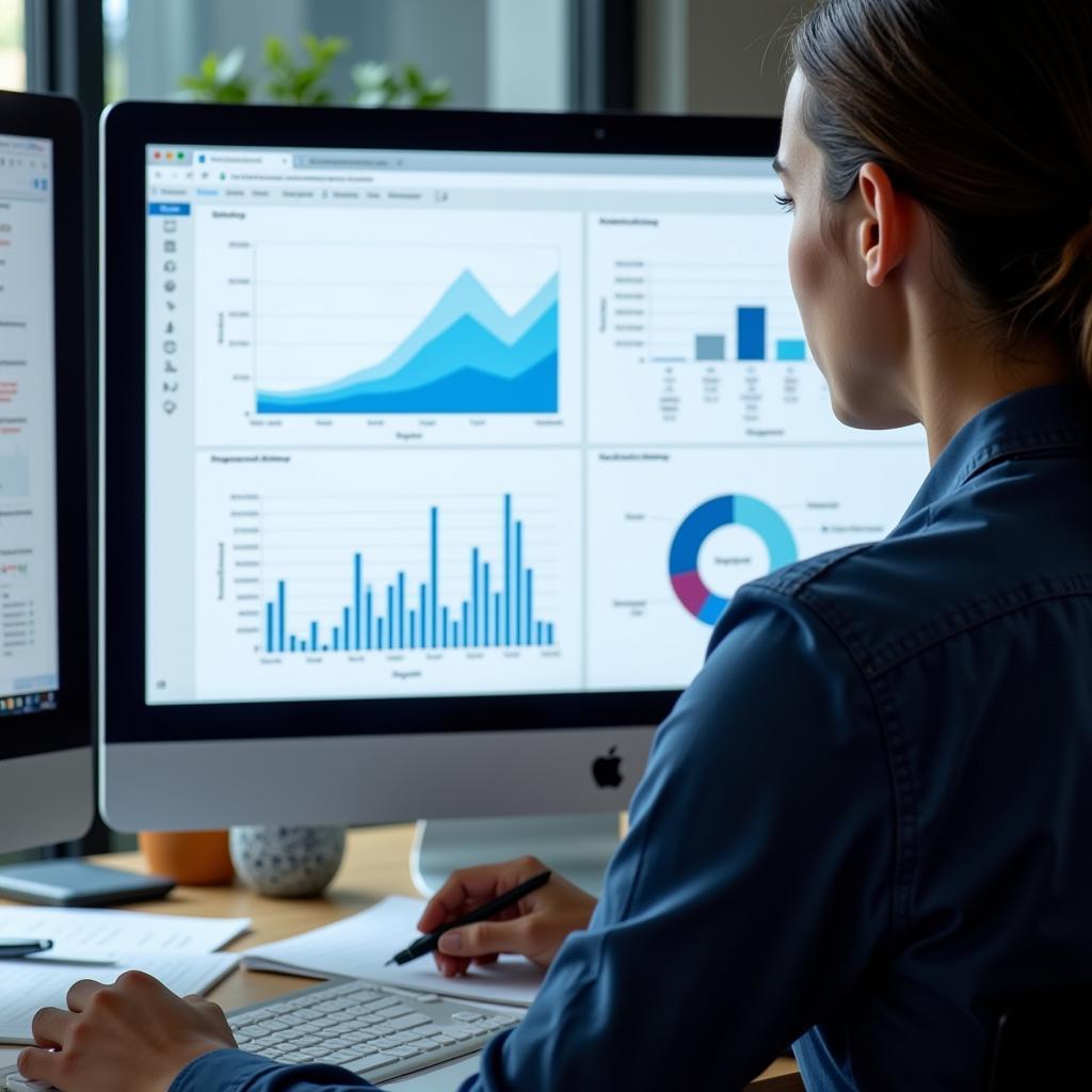 Research Coordinator Analyzing Data on a Computer