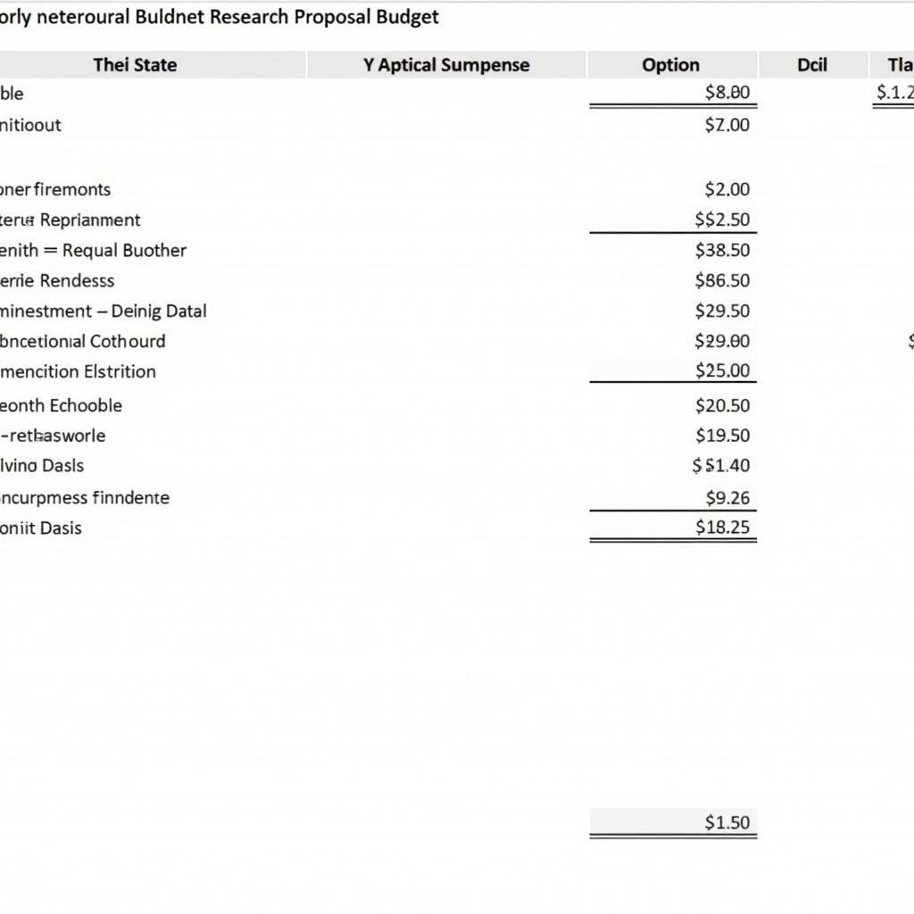 Research Proposal Budget Template