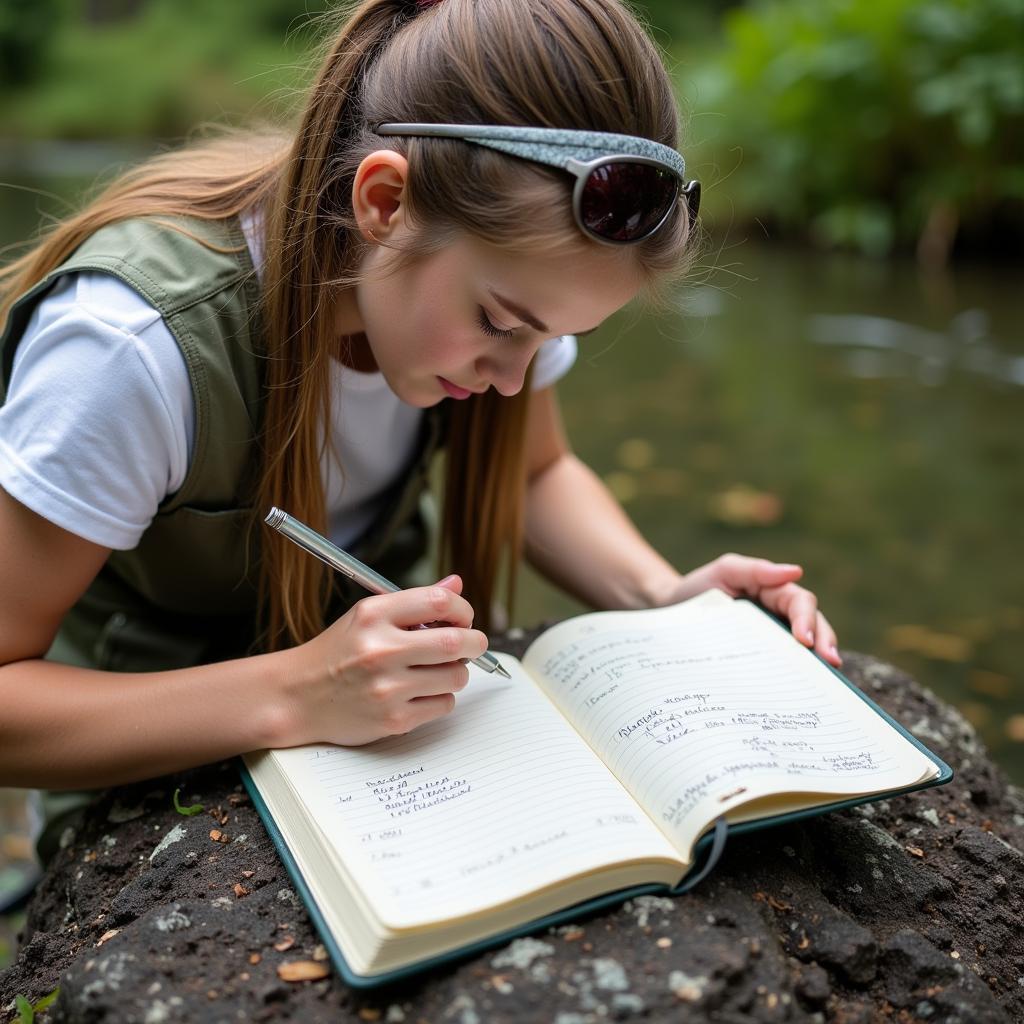 Researcher Documenting a Field Discovery