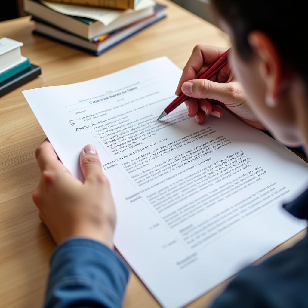 Researcher reviewing a student's submission to an undergraduate research journal