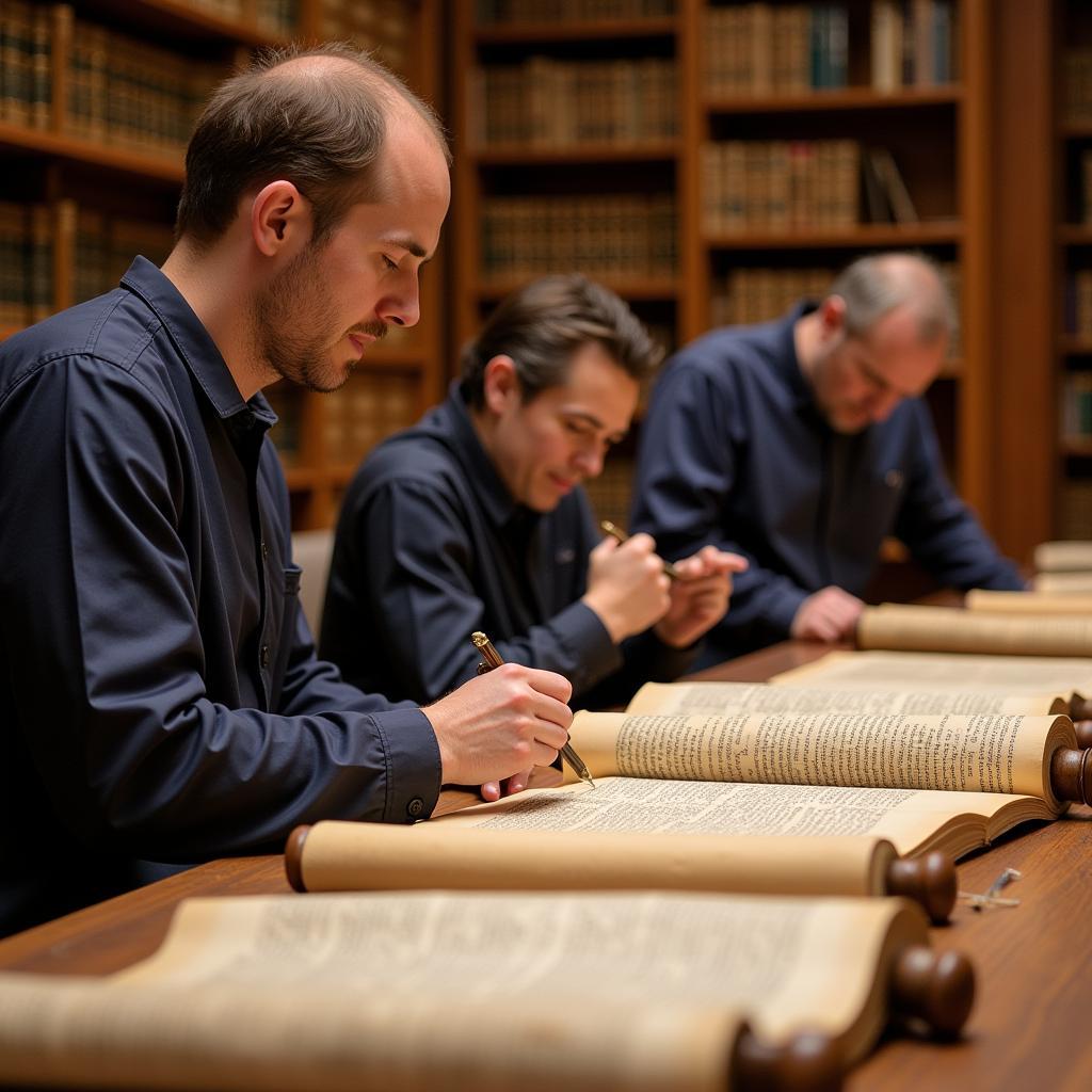 Researchers Studying Ancient Texts