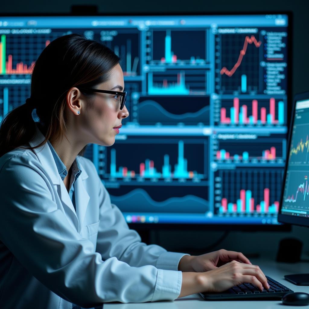 Scientist Analyzing Data on a Computer