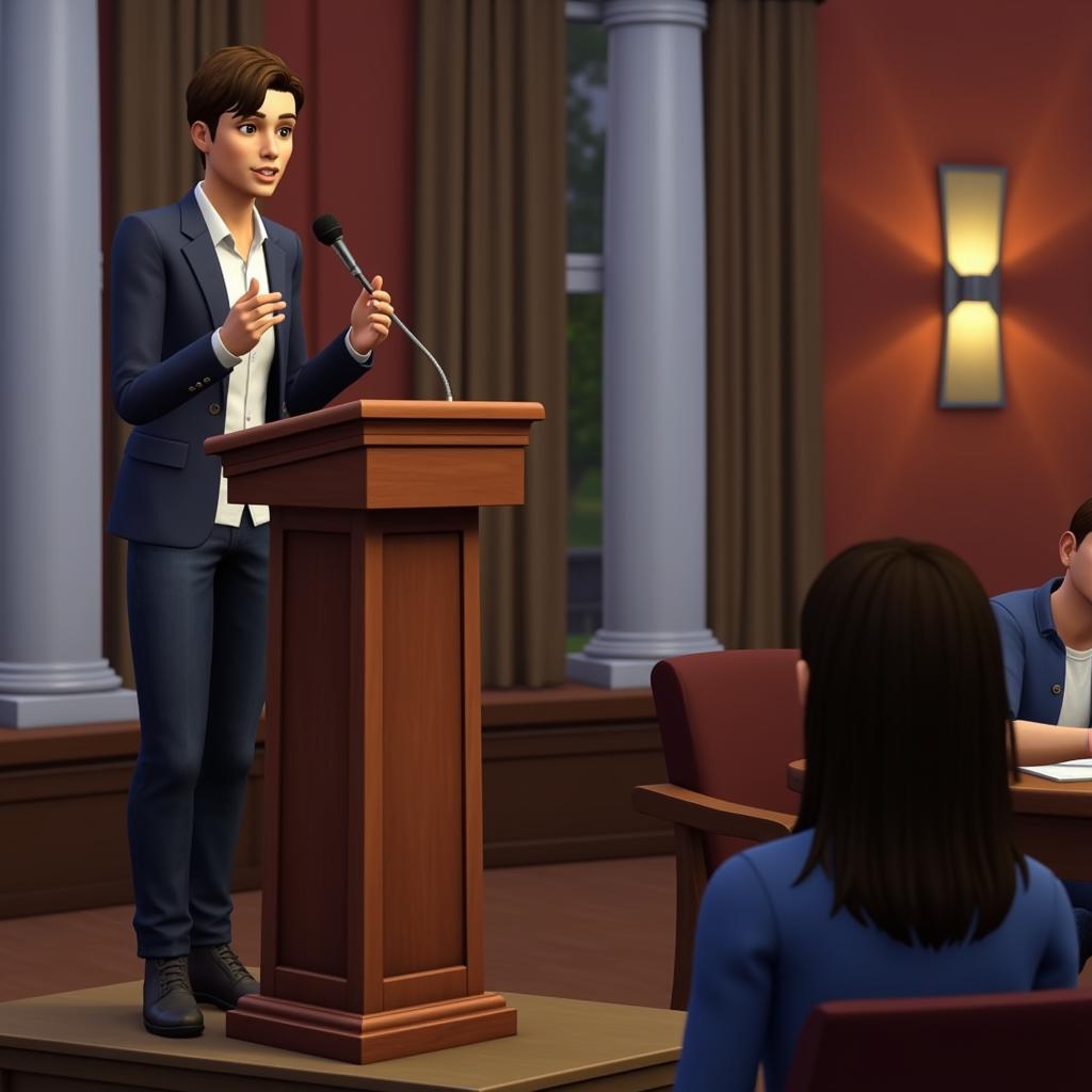 Sims 4 Debating at Podium