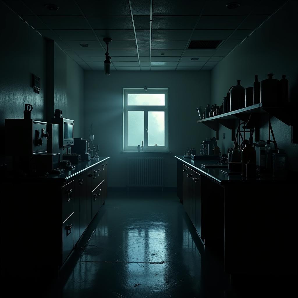 A dimly lit laboratory in SLRI at night