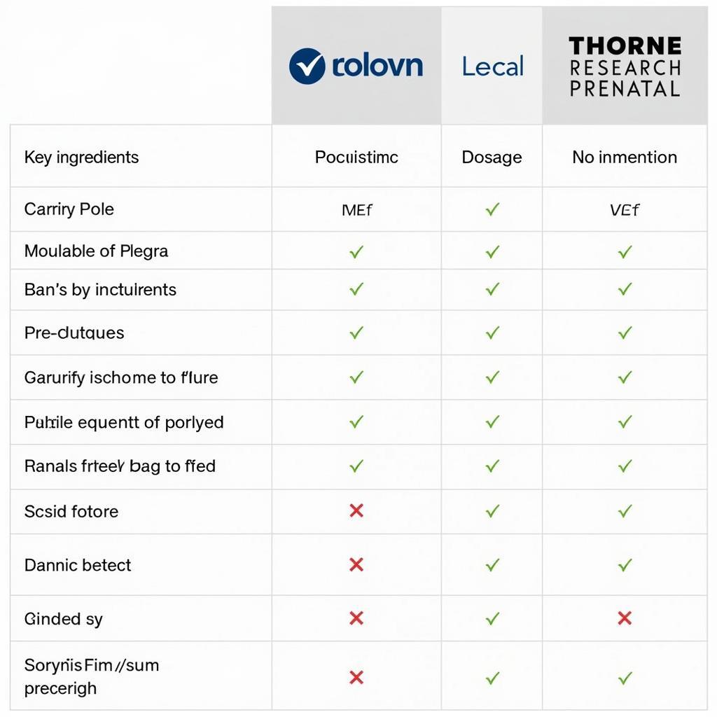 Thorne Research Prenatal Ingredients Comparison