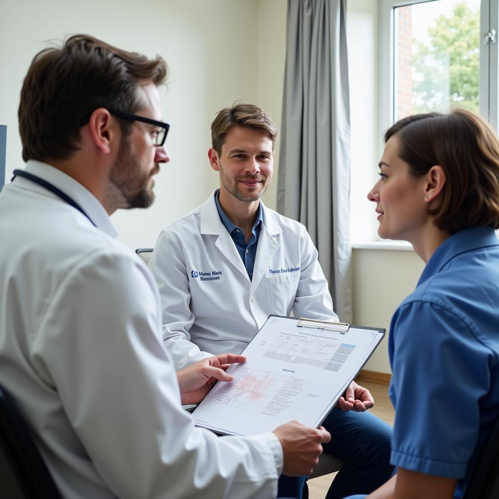 A doctor consults with a patient, discussing treatment options based on the latest translational research findings.