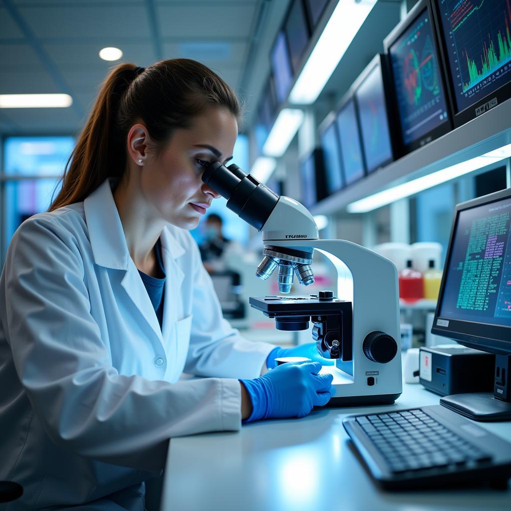 TRIM&D Research Scientist Examining Cell Cultures