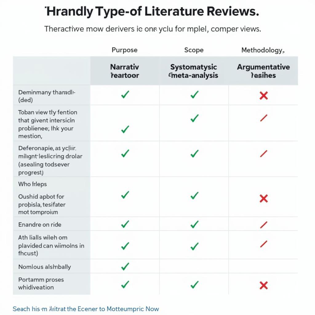 Comparison of different literature review types