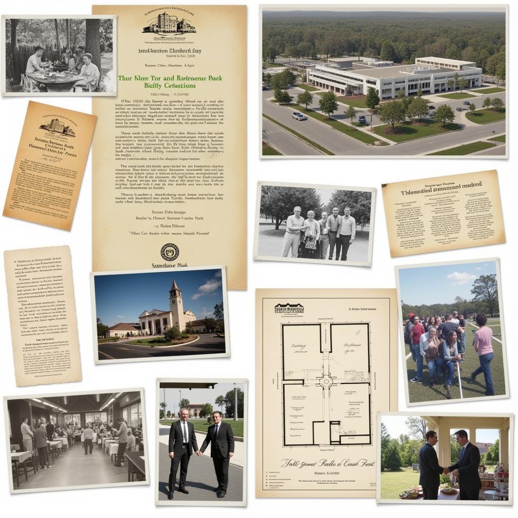 Old black and white photos and documents related to the history of the UCF Research Park.