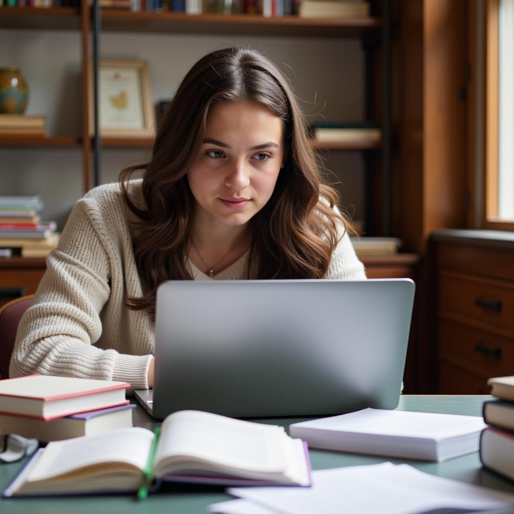 Student reviewing the application requirements for a University of Michigan summer research program