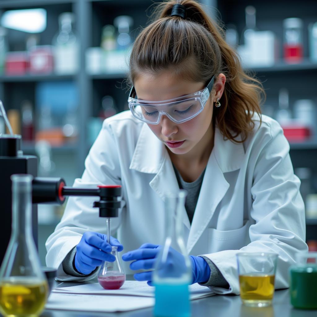 Undergraduate research fellow conducting experiments in a laboratory setting