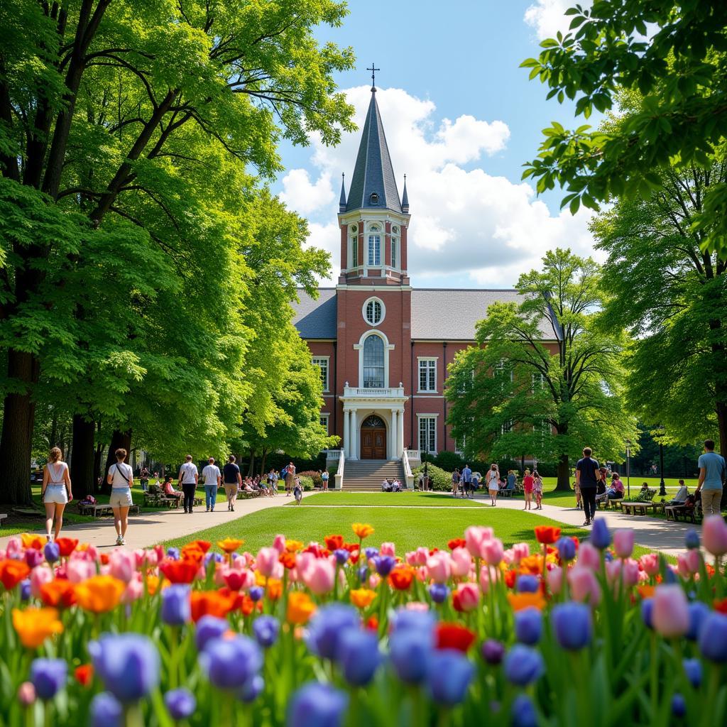 The University of Rochester campus during the summer