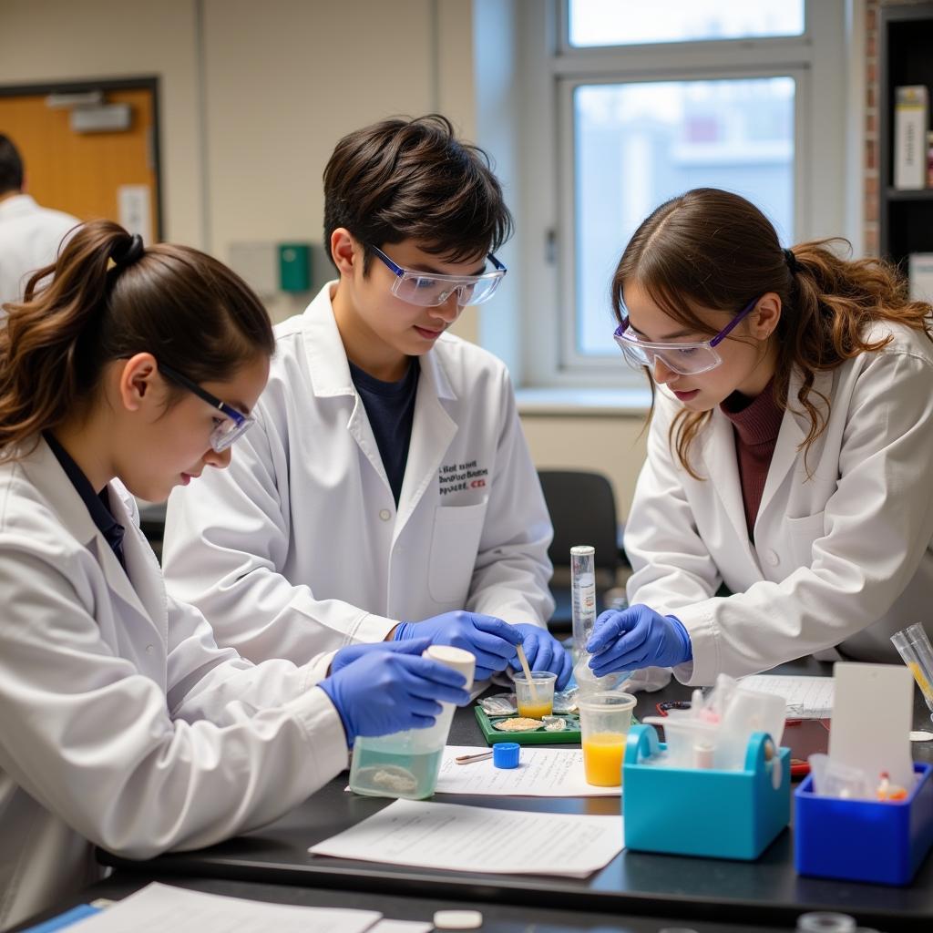 UT Austin FRI Students Conducting Research in a Laboratory