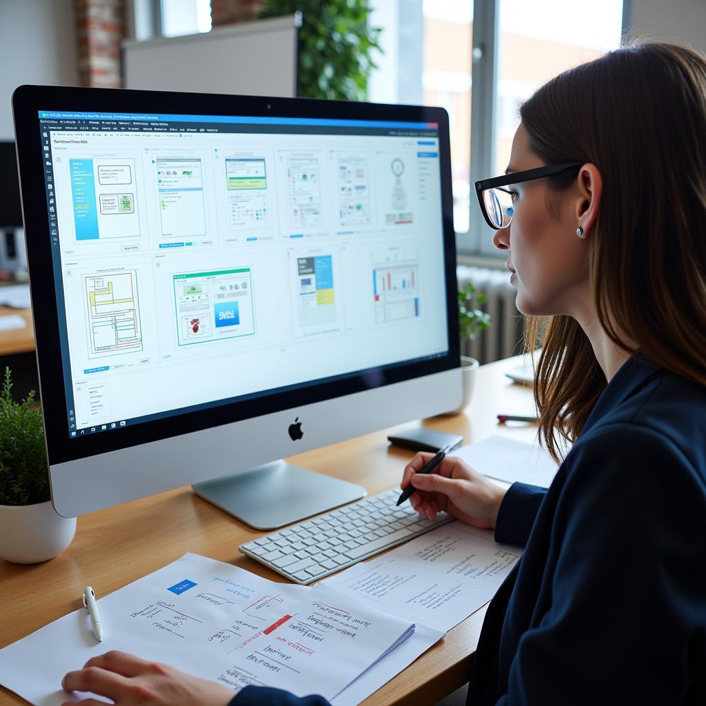 UX Researcher analyzes user interface designs