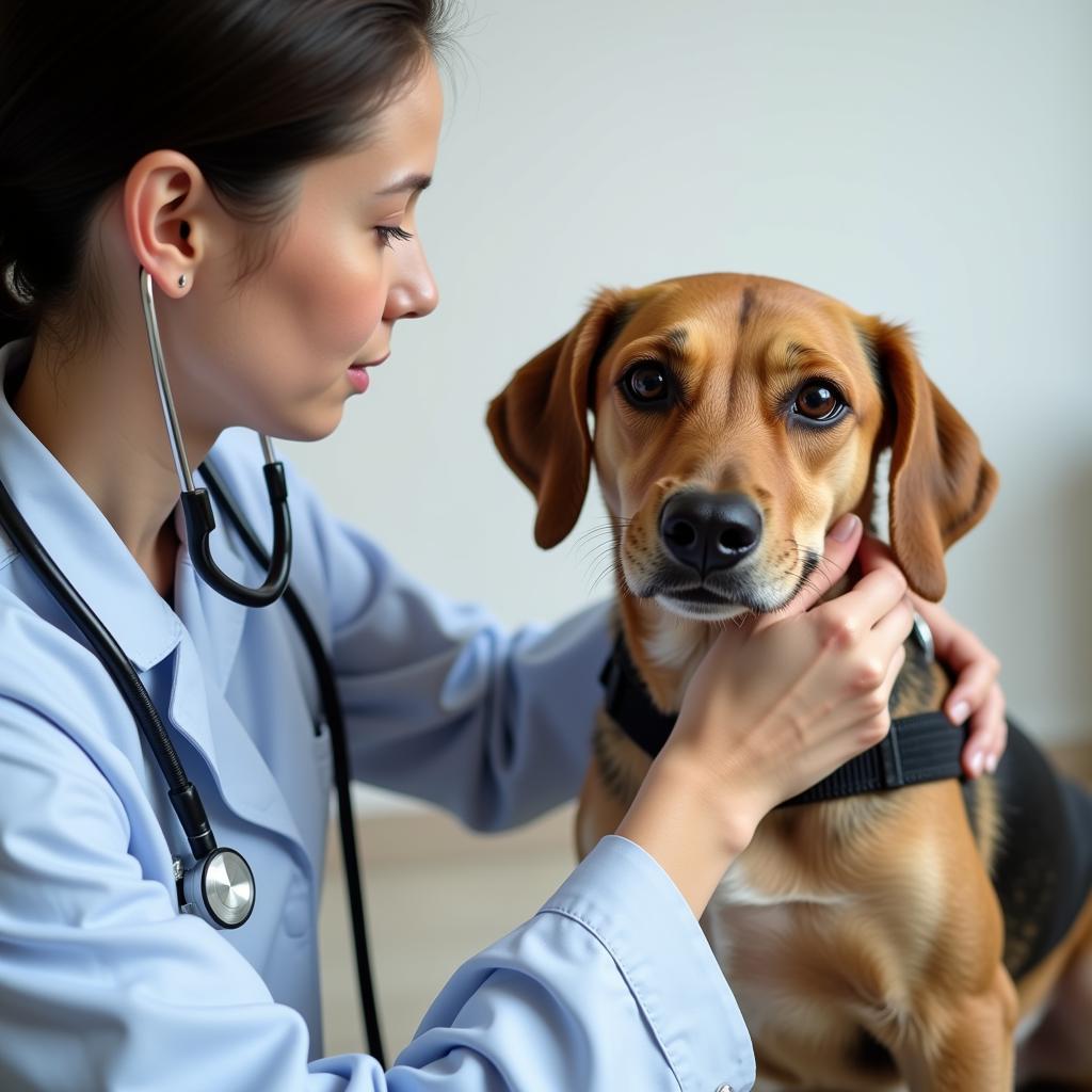 Veterinarian Examining a Dog