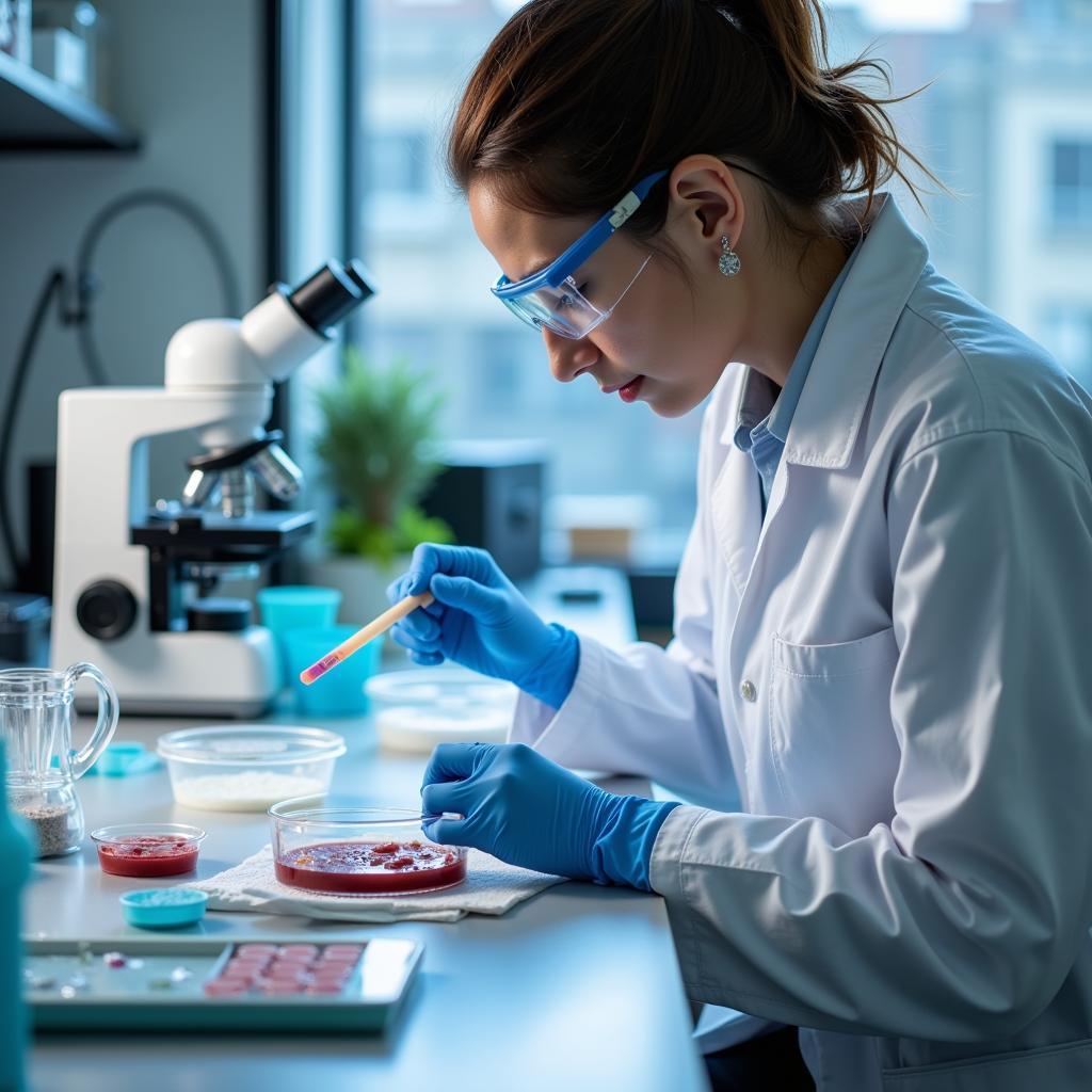 Veterinary research scientist working in a lab