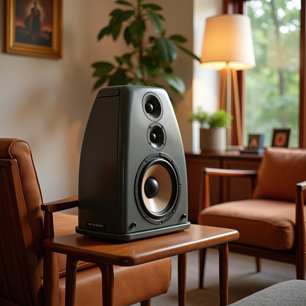 Vintage Acoustic Research Lantern Speaker in a Mid-Century Modern Setting