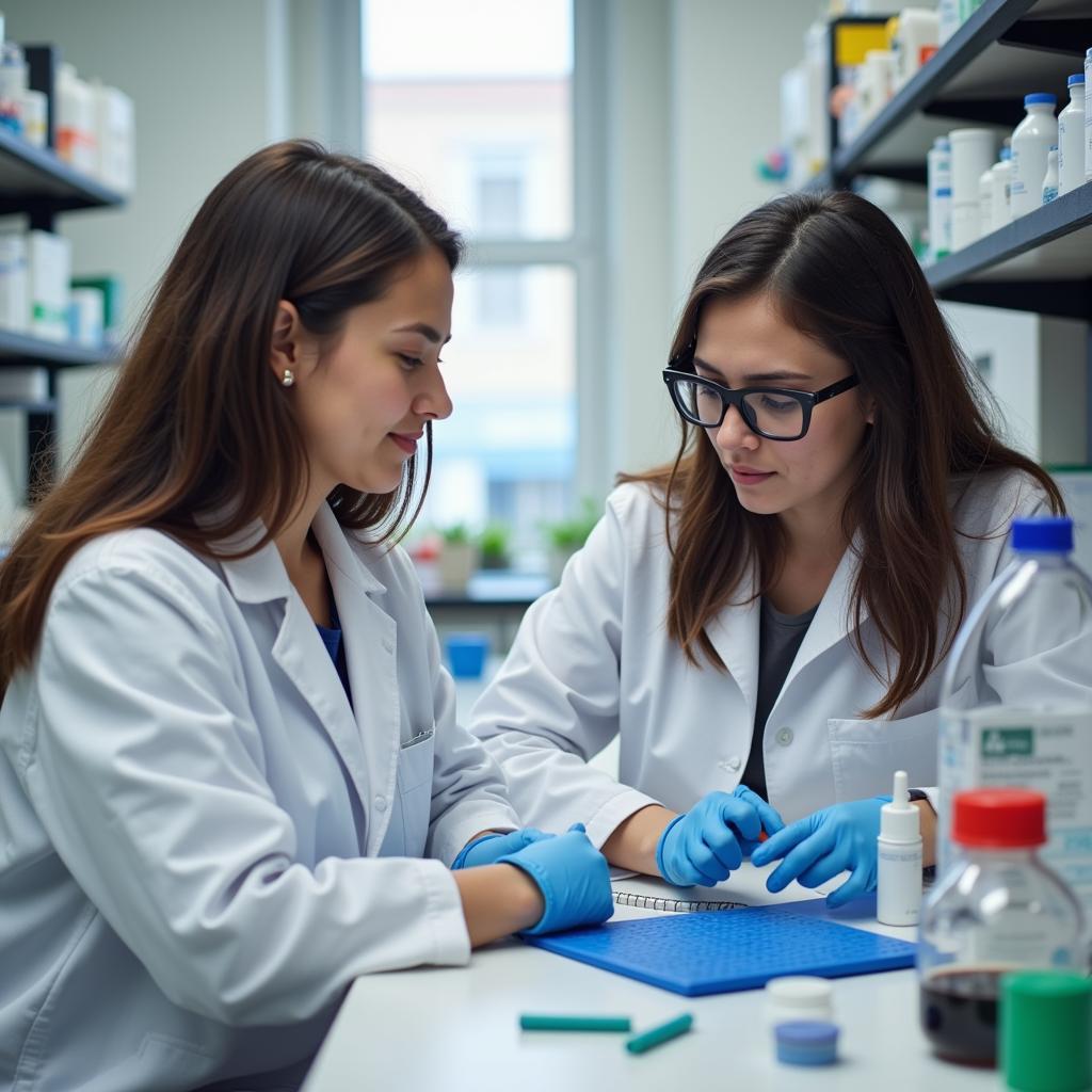 Volunteer assisting in a lab