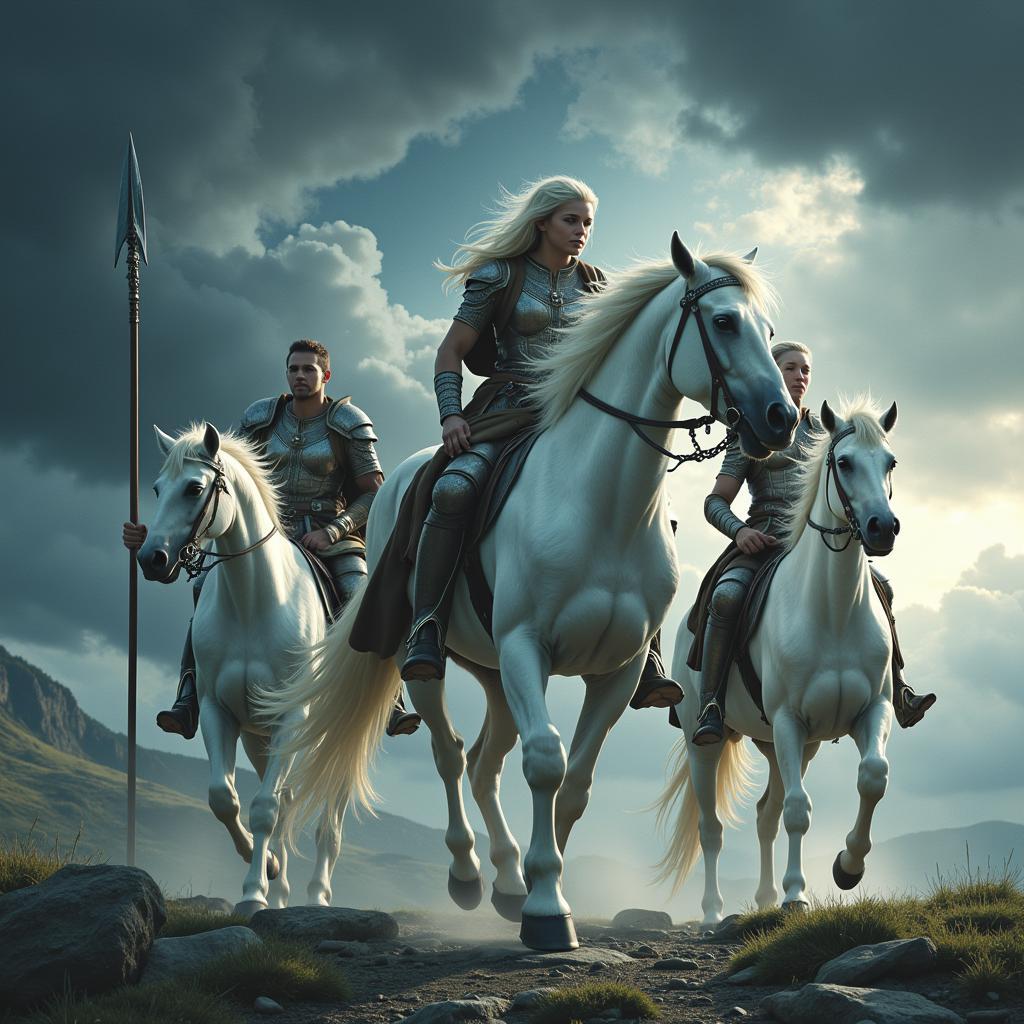 White Horse Mythology: Norse Valkyries Riding to Valhalla