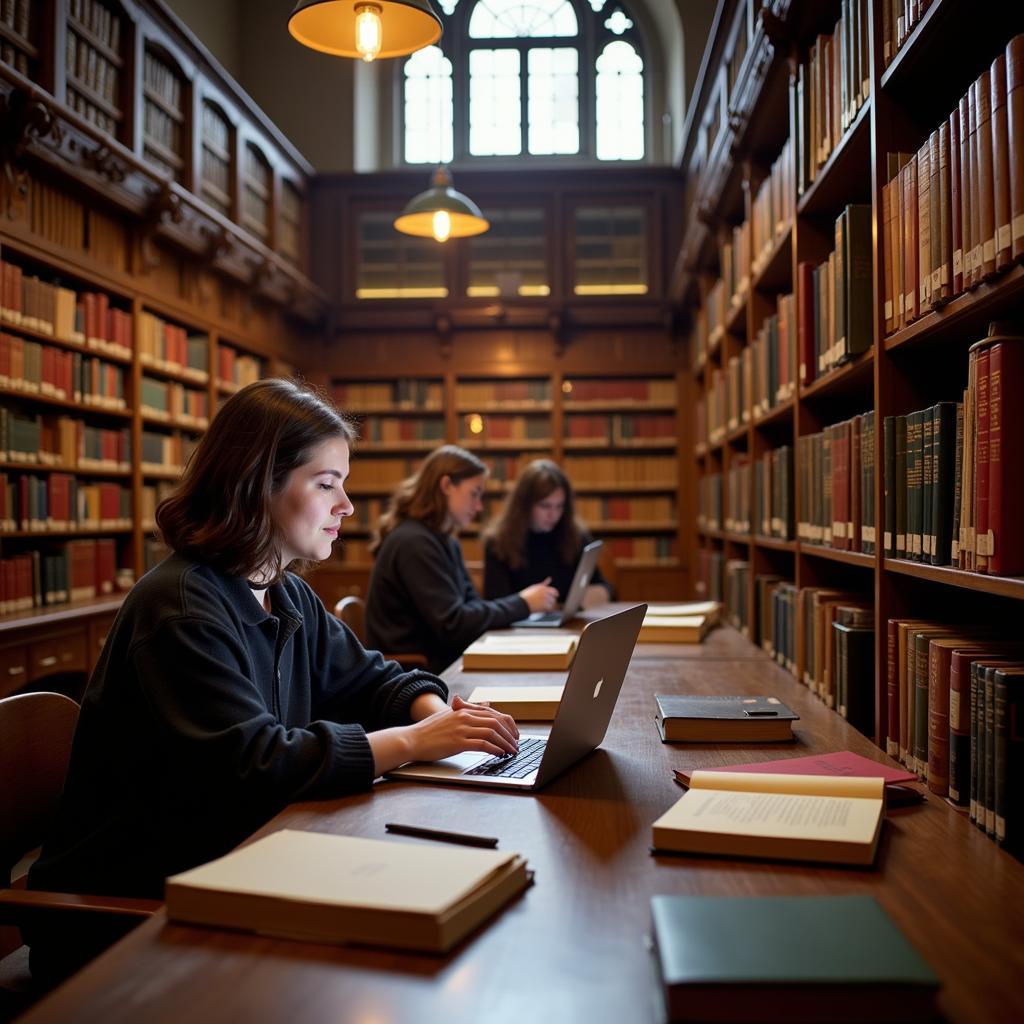 Yale Undergraduate Student Conducting Research in the Library