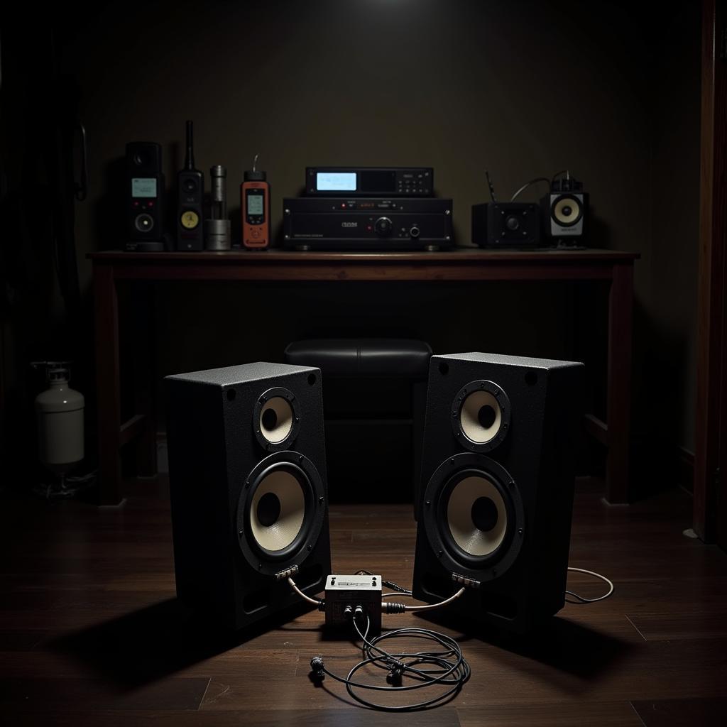 Acoustic Research AR9 Speakers in a Paranormal Investigation Setup