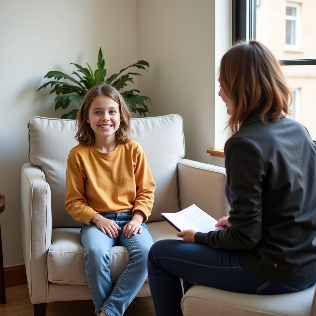 A child and therapist in a therapy session