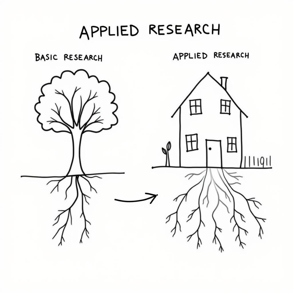 Diagram illustrating basic vs. applied research