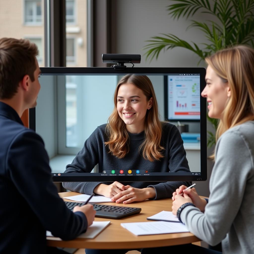 A student being interviewed for a biomedical research internship