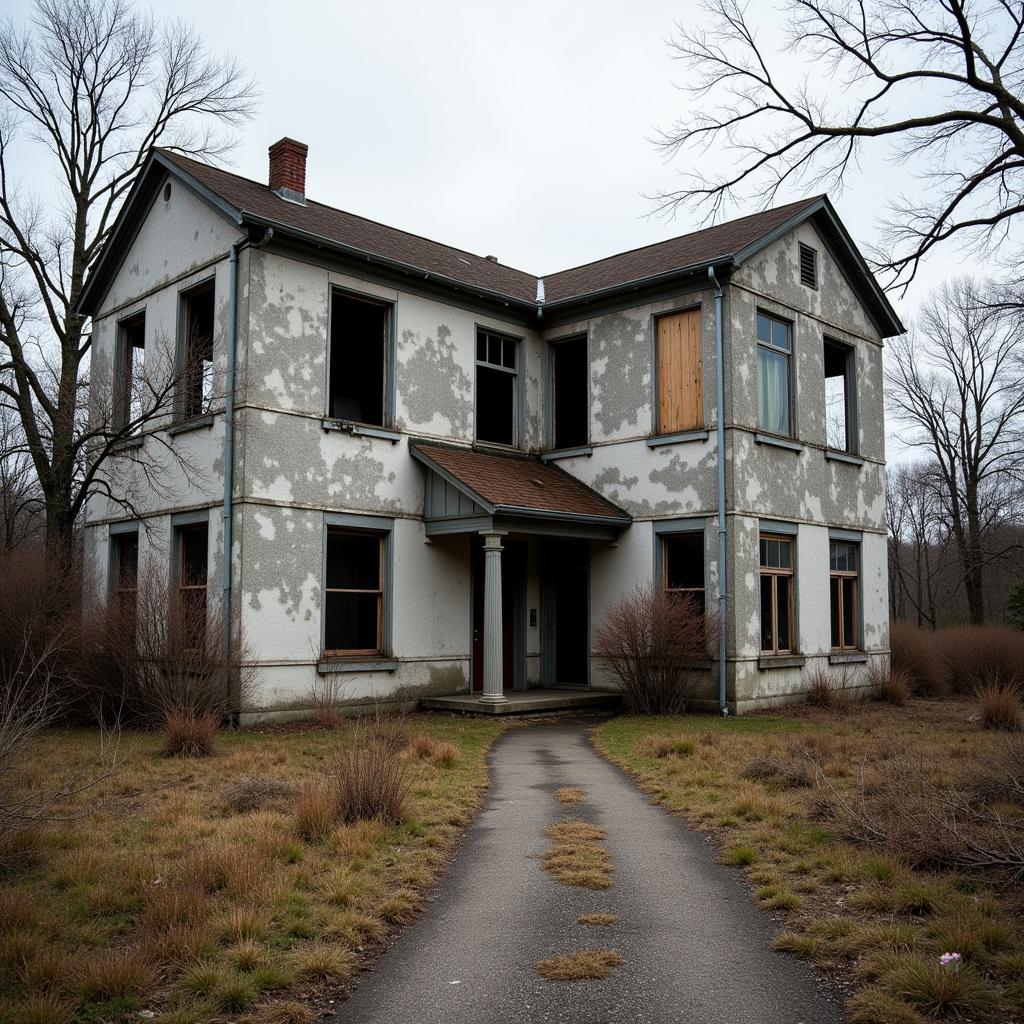 Exterior view of the abandoned Blossom Point Research Facility