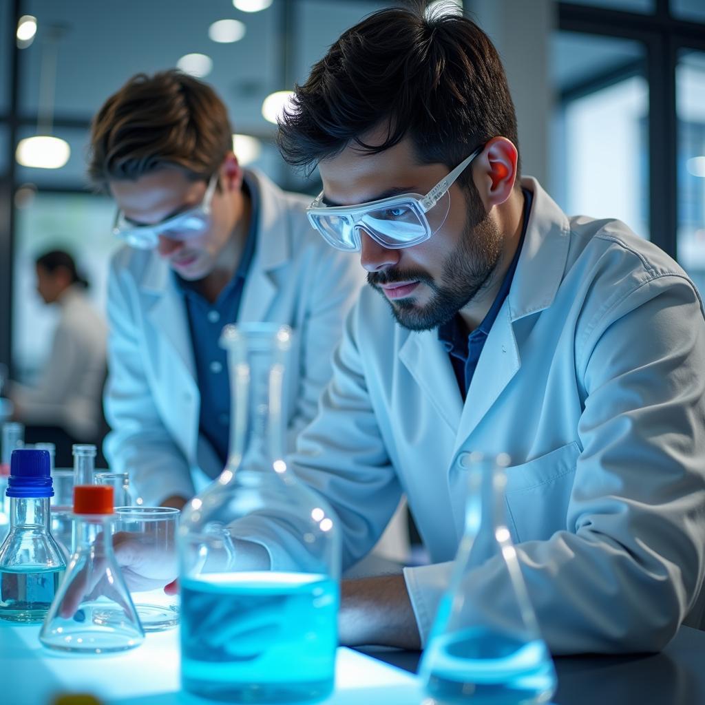 Scientist conducting chemical research in a laboratory