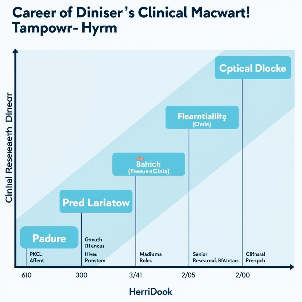 A chart illustrating the potential career progression within clinical research.