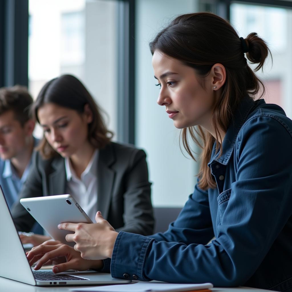 A clinical research data specialist participating in a training session on data analysis software.