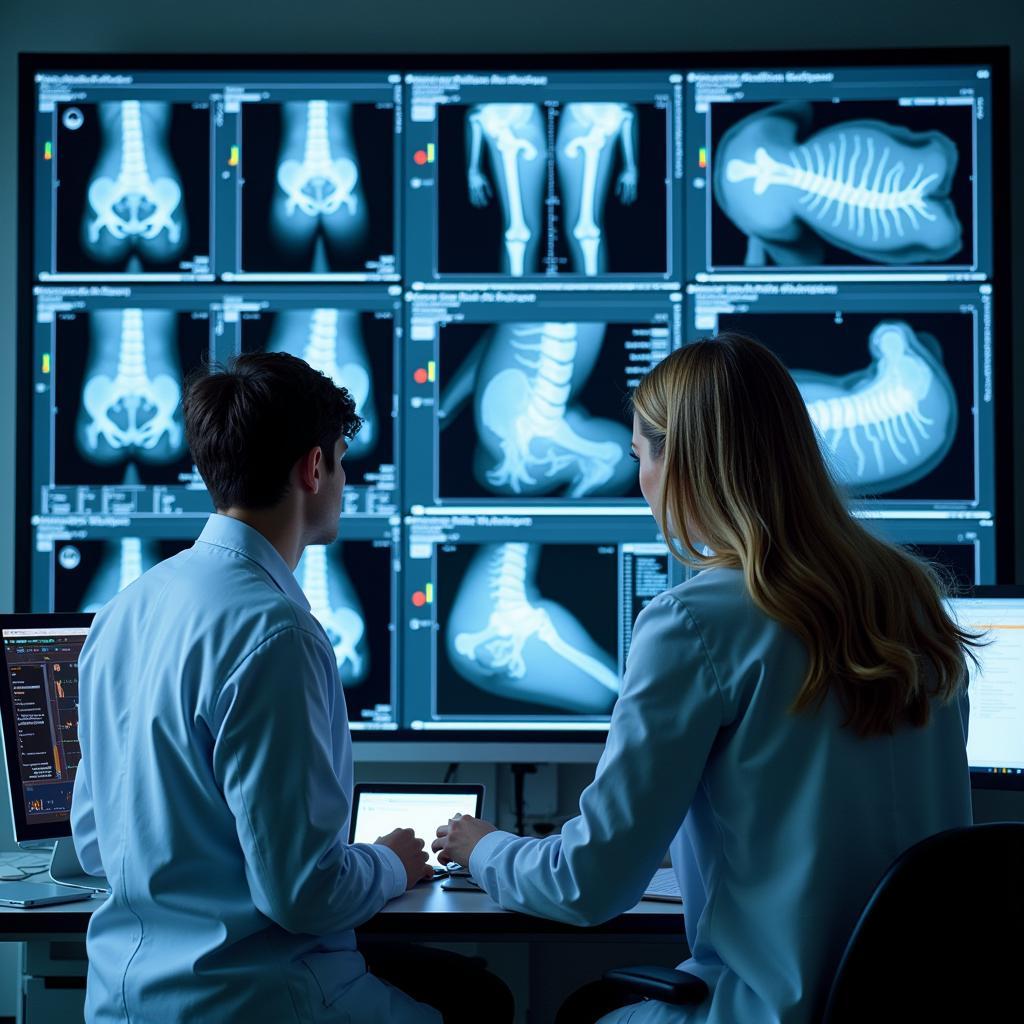 Scientists working in an osteoporosis research lab