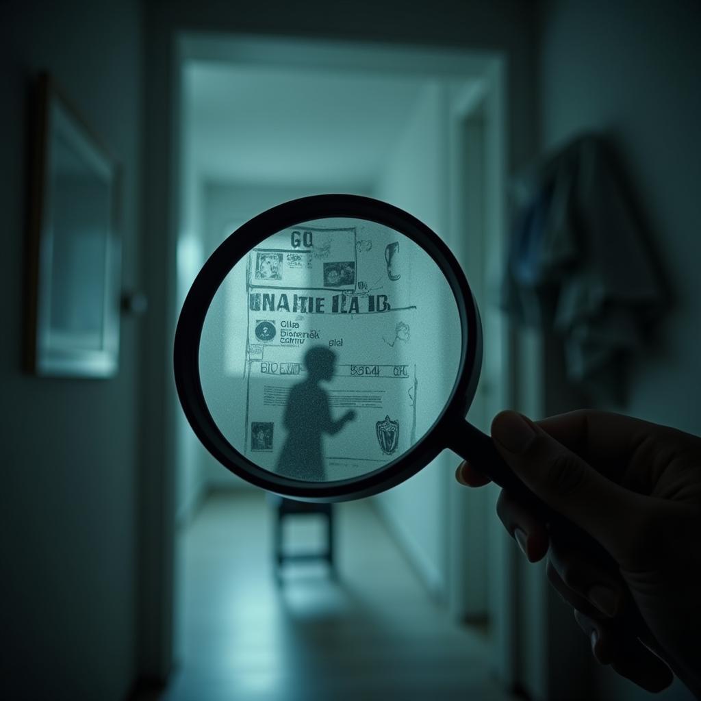 A magnifying glass examining a blurry image, representing the critical thinking needed to analyze paranormal claims.