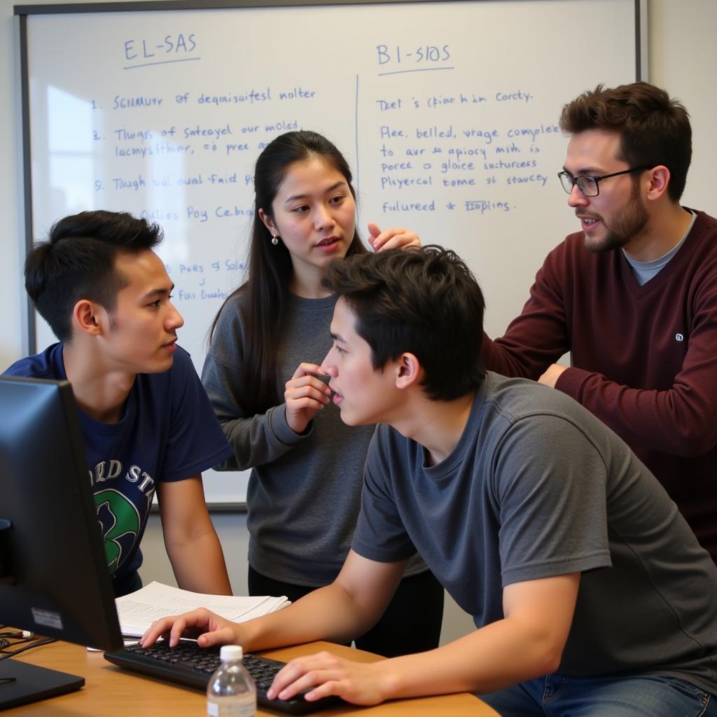 Students collaborating on a coding project as part of a research mentorship program.