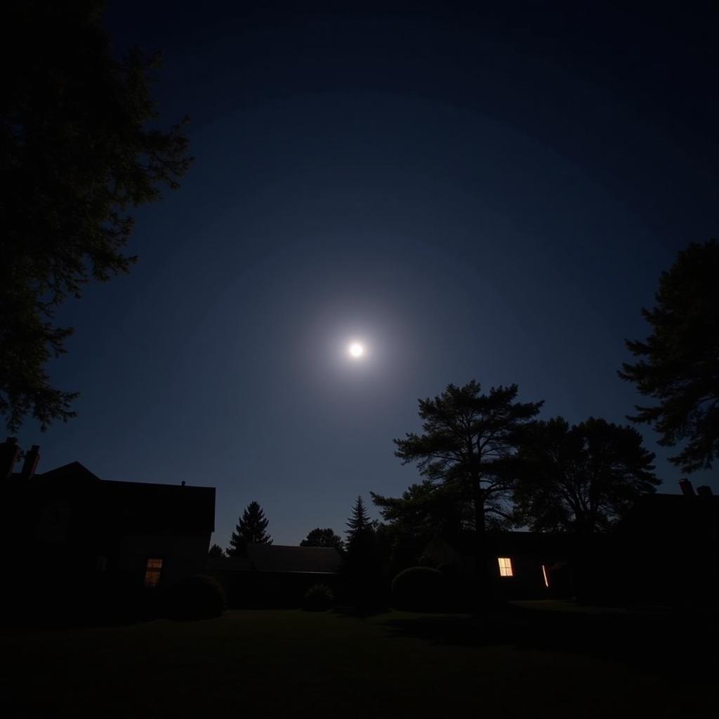 Night sky over East Setauket with a full moon