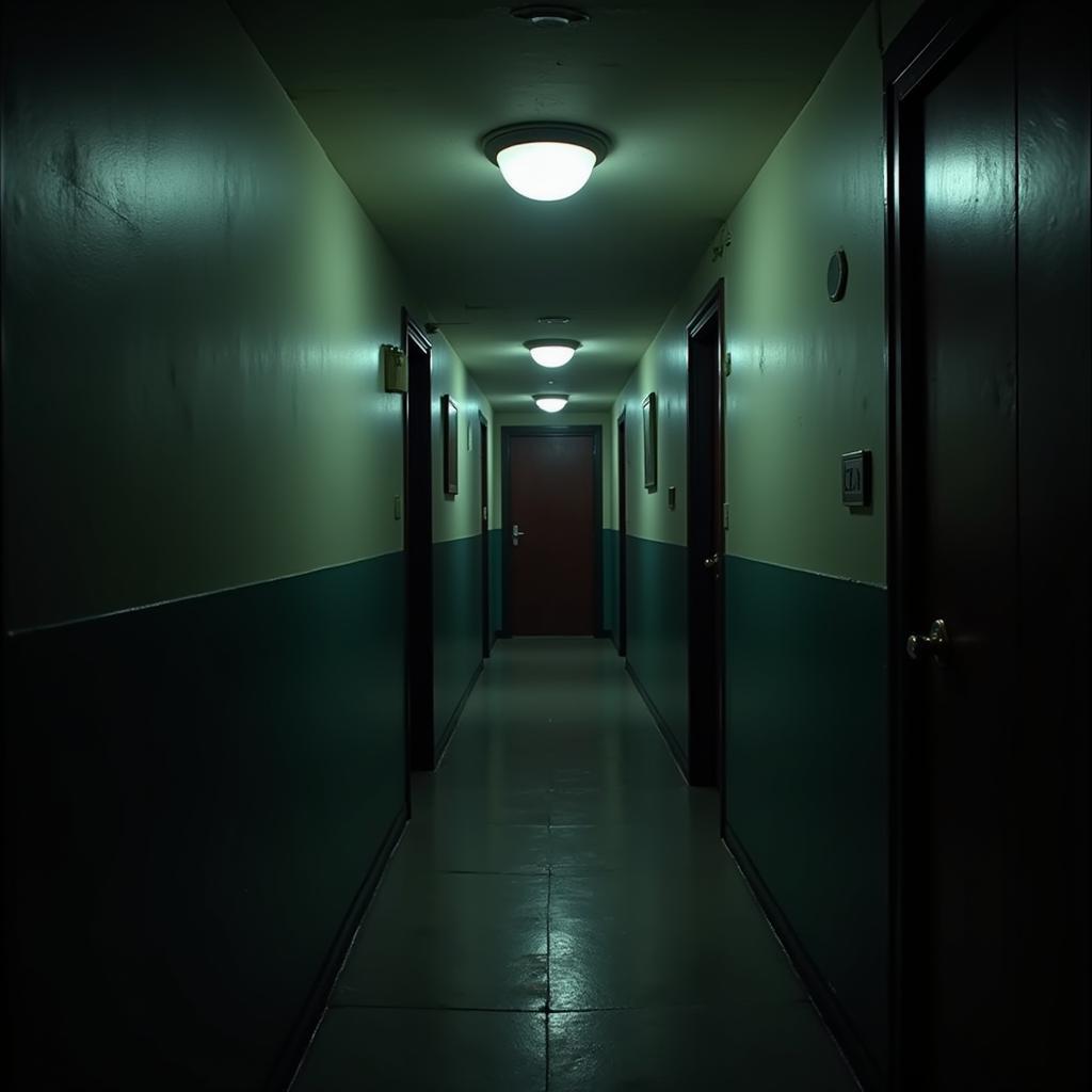 Dimly Lit Hallway inside the Econo Lodge Research Triangle Park