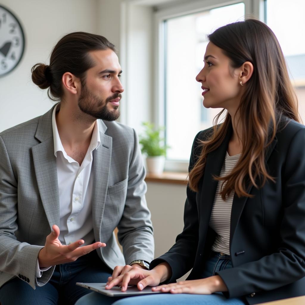 A leader demonstrating empathy and actively listening to a team member.